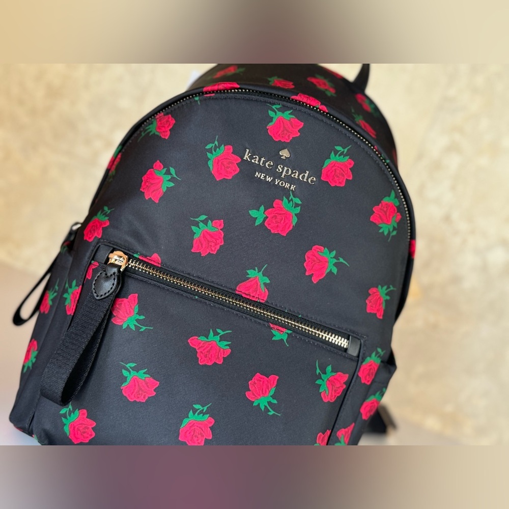 Kate Spade New York Chelsea Medium Backpack Rose Toss Print - Picture 12 of 13